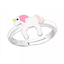Load image into Gallery viewer, Children&#39;s Sterling Silver Unicorn Adjustable Ring.