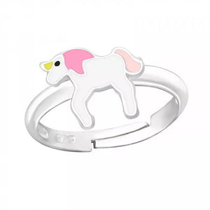 Children's Sterling Silver Unicorn Adjustable Ring.