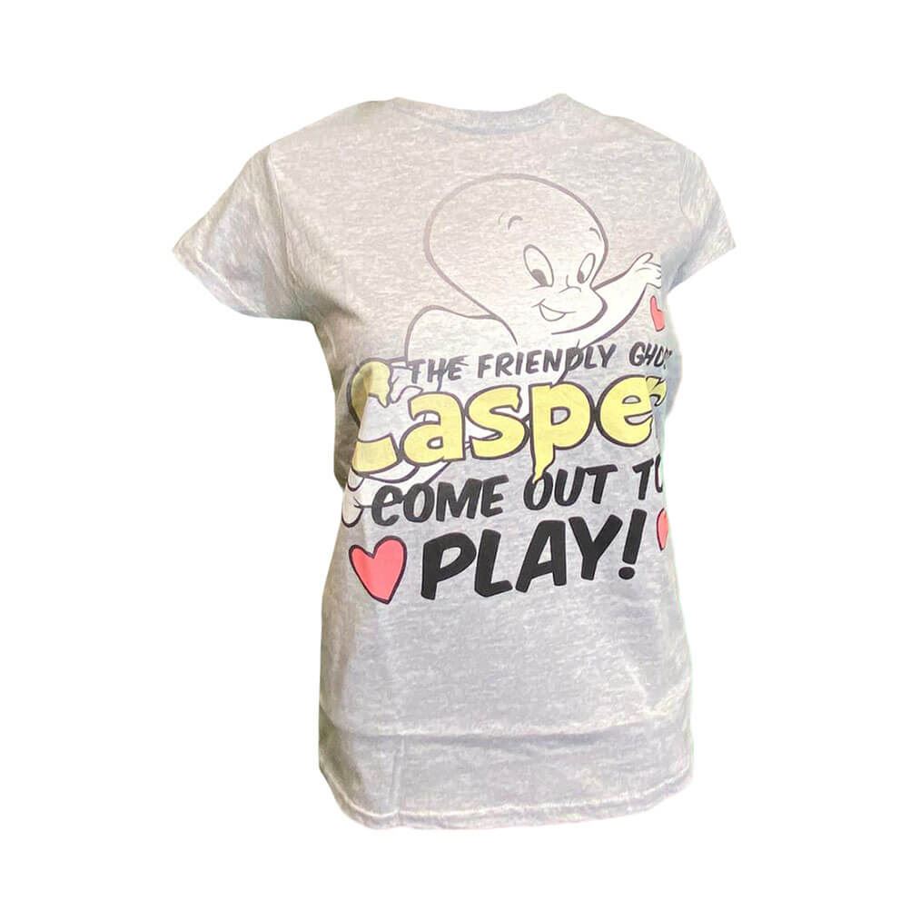 Women's Casper The Friendly Ghost 'Come Out To Play' Grey T-Shirt.