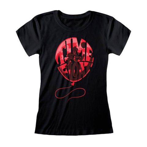 Women's IT Chapter 2 Time To Float Black Fitted T-Shirt.
