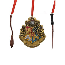 Load image into Gallery viewer, Harry Potter Hogwarts Crest, Broomstick and Wand Collectable 3D Decorations