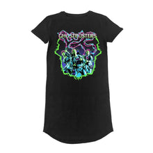 Load image into Gallery viewer, Women&#39;s Ghostbusters Arcade Neon Black T-Shirt Dress.