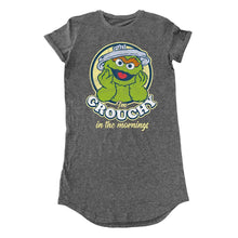 Load image into Gallery viewer, Women&#39;s Sesame Street Oscar &#39;Grouchy In The Morning&#39; Grey T-Shirt Dress.