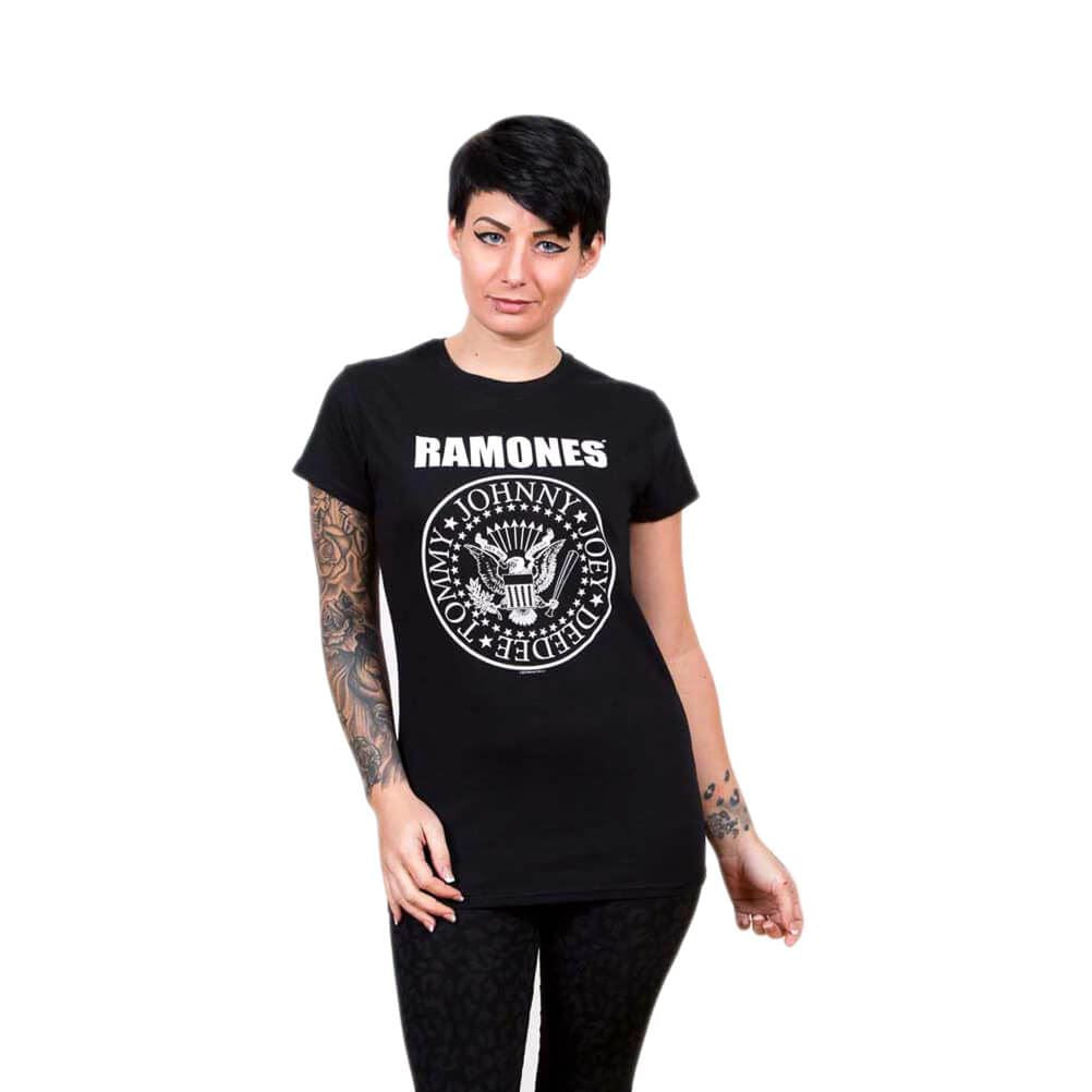Women's Ramones Presidential Seal Black T-Shirt.