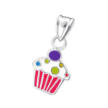 Load image into Gallery viewer, Petite Sterling Silver Cupcake Pendant.