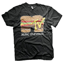 Load image into Gallery viewer, MTV Hamburger Black Crew Neck T-Shirt.
