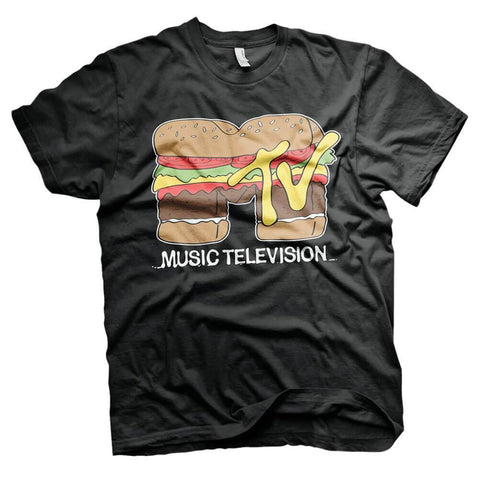 MTV Hamburger Black Crew Neck T-Shirt.
