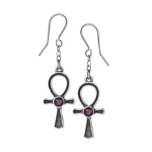 Load image into Gallery viewer, Alchemy Gothic Ankh Of Osiris Pewter Drop Earrings.
