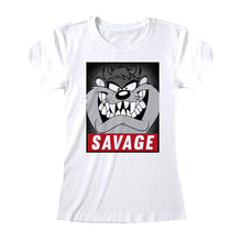 Load image into Gallery viewer, Women&#39;s Looney Tunes Savage Taz White Fitted T-Shirt.