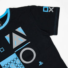 Load image into Gallery viewer, PlayStation Buttons Black Crew Neck T-Shirt.