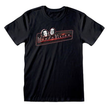 Load image into Gallery viewer, Marvel WandaVision Logo and Faces Black T-Shirt.