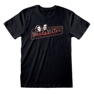 Marvel WandaVision Logo and Faces Black T-Shirt.