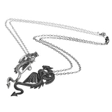 Load image into Gallery viewer, Alchemy Gothic Draconic Tryst Double Pendant Necklace.