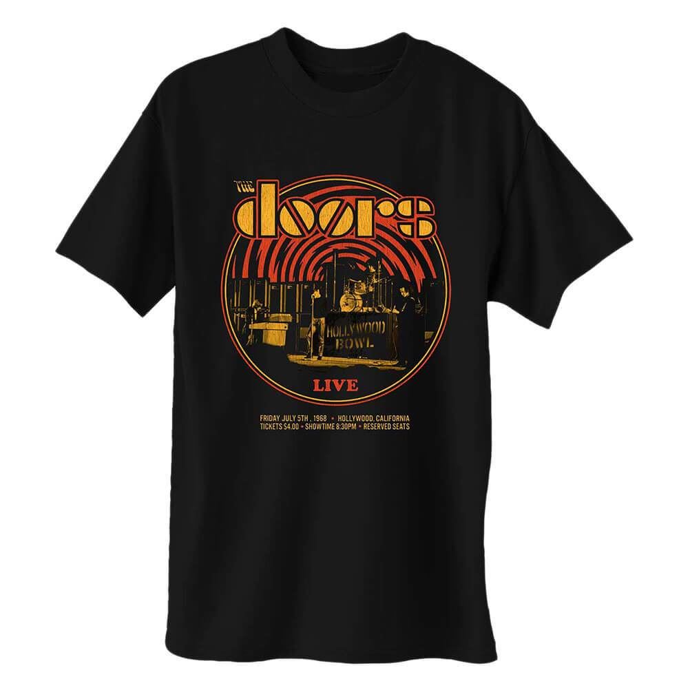 Men's The Doors Live '68 Retro Circle Black T-Shirt.