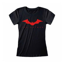 Load image into Gallery viewer, Women&#39;s DC Comics The Batman Bat Logo Black Fitted T-Shirt.
