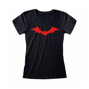 Women's DC Comics The Batman Bat Logo Black Fitted T-Shirt.
