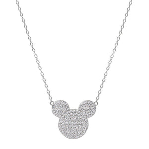 Mickey Mouse Head Sterling Silver Pendant Necklace.