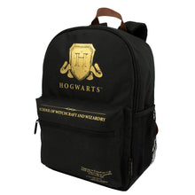 Load image into Gallery viewer, Harry Potter Hogwarts Shield Black Backpack.