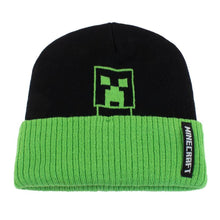 Load image into Gallery viewer, Minecraft Creeper Black Knitted Beanie Hat.