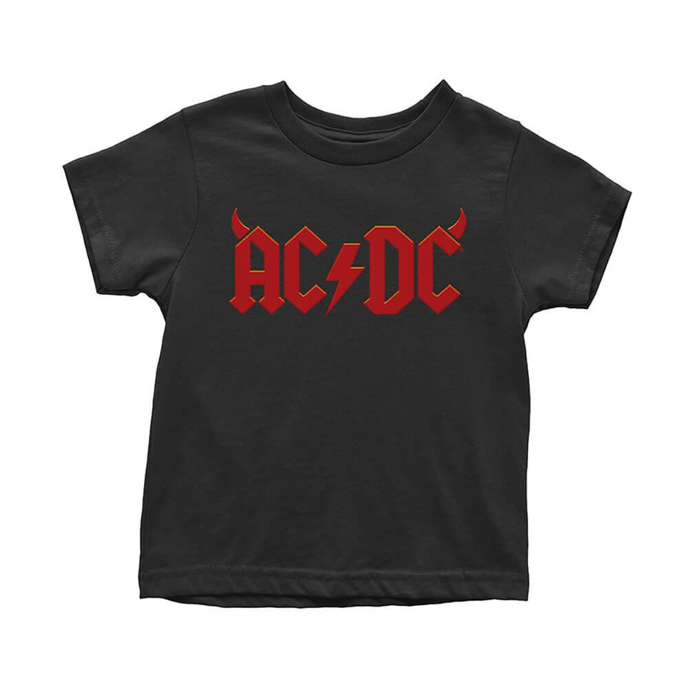 Children's AC/DC Horns Logo Black Crew Neck T-Shirt.