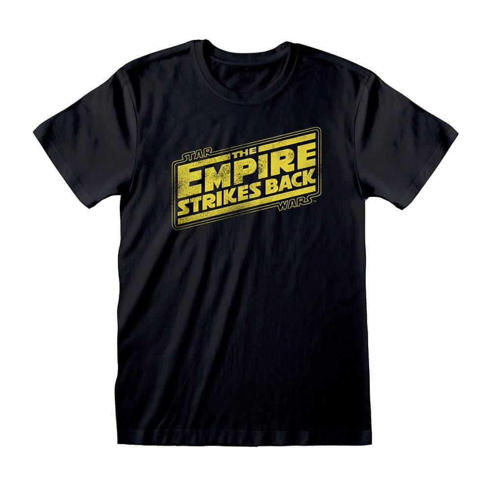 Star Wars The Empire Strikes Back Distressed Logo Black T-Shirt.