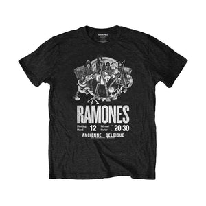 Men's The Ramones Belgique Poster Black Eco T-Shirt.