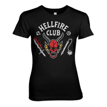 Load image into Gallery viewer, Women&#39;s Stranger Things Hellfire Club Black Fitted T-Shirt