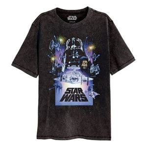 Star Wars Vintage Poster Acid Wash Crew Neck T-Shirt.