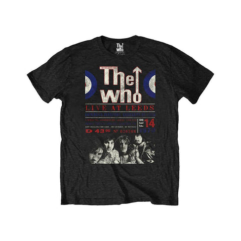 Men's The Who Live At Leeds 1970 Poster Black Eco T-Shirt.