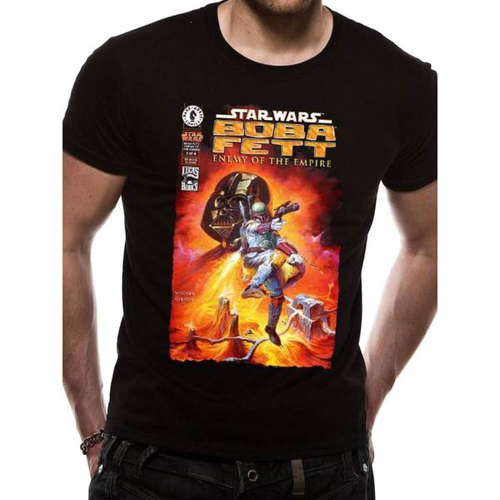 Held og lykke gryde Først Men's Star Wars Boba Fett Enemy of the Empire Black T-Shirt