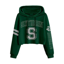 Load image into Gallery viewer, Women&#39;s Harry Potter Slytherin College Style Cropped Hoodie.