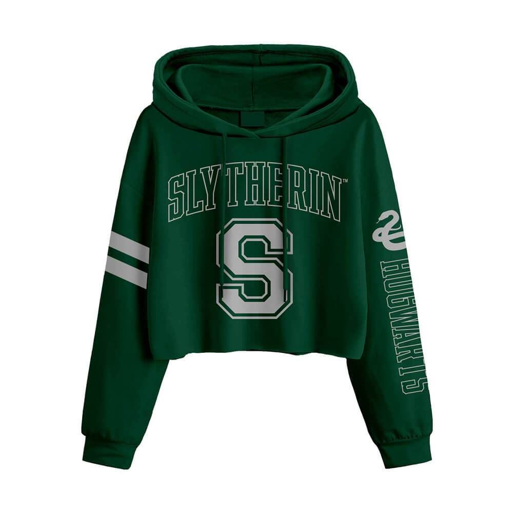 Women's Harry Potter Slytherin College Style Cropped Hoodie.