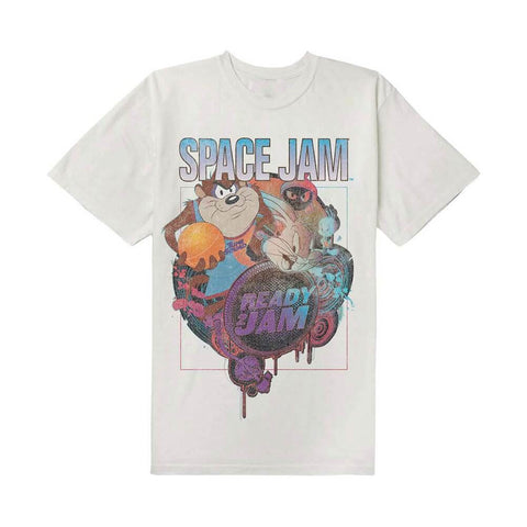 Men's Space Jam 'Ready 2 Jam' Distressed White T-Shirt.