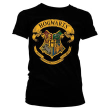 Load image into Gallery viewer, Women&#39;s Harry Potter Hogwarts House Crests Fitted T-Shirt.