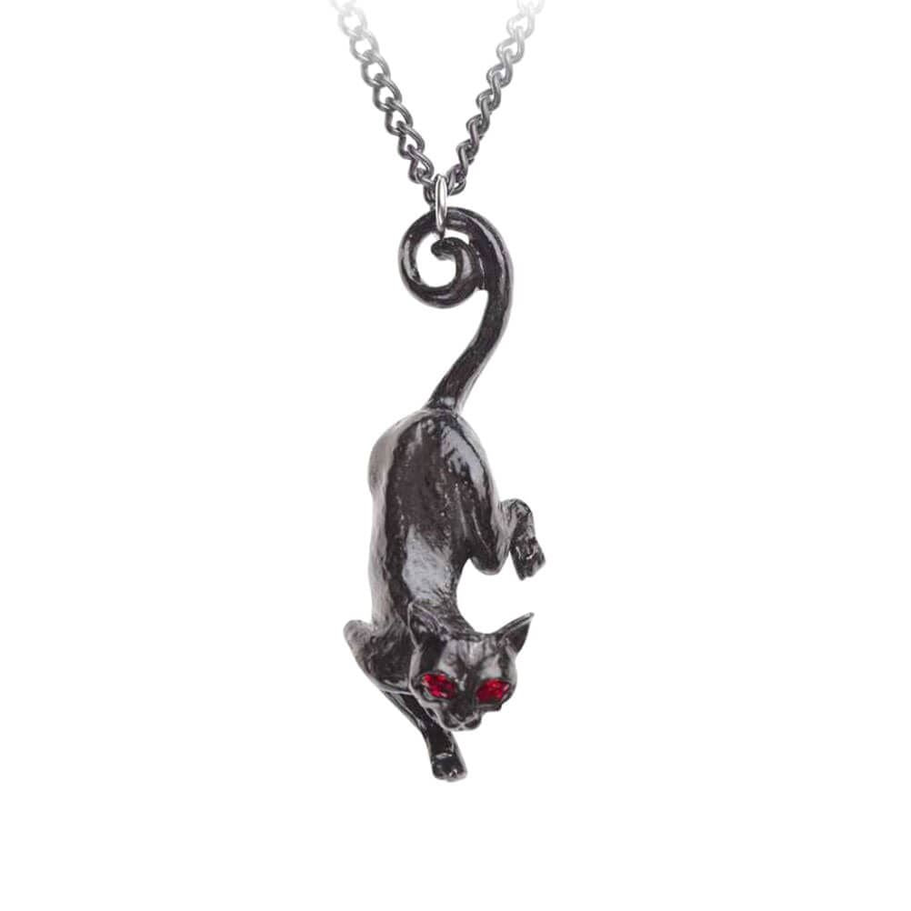 Alchemy Gothic Cat Sith Pewter Pendant Necklace.