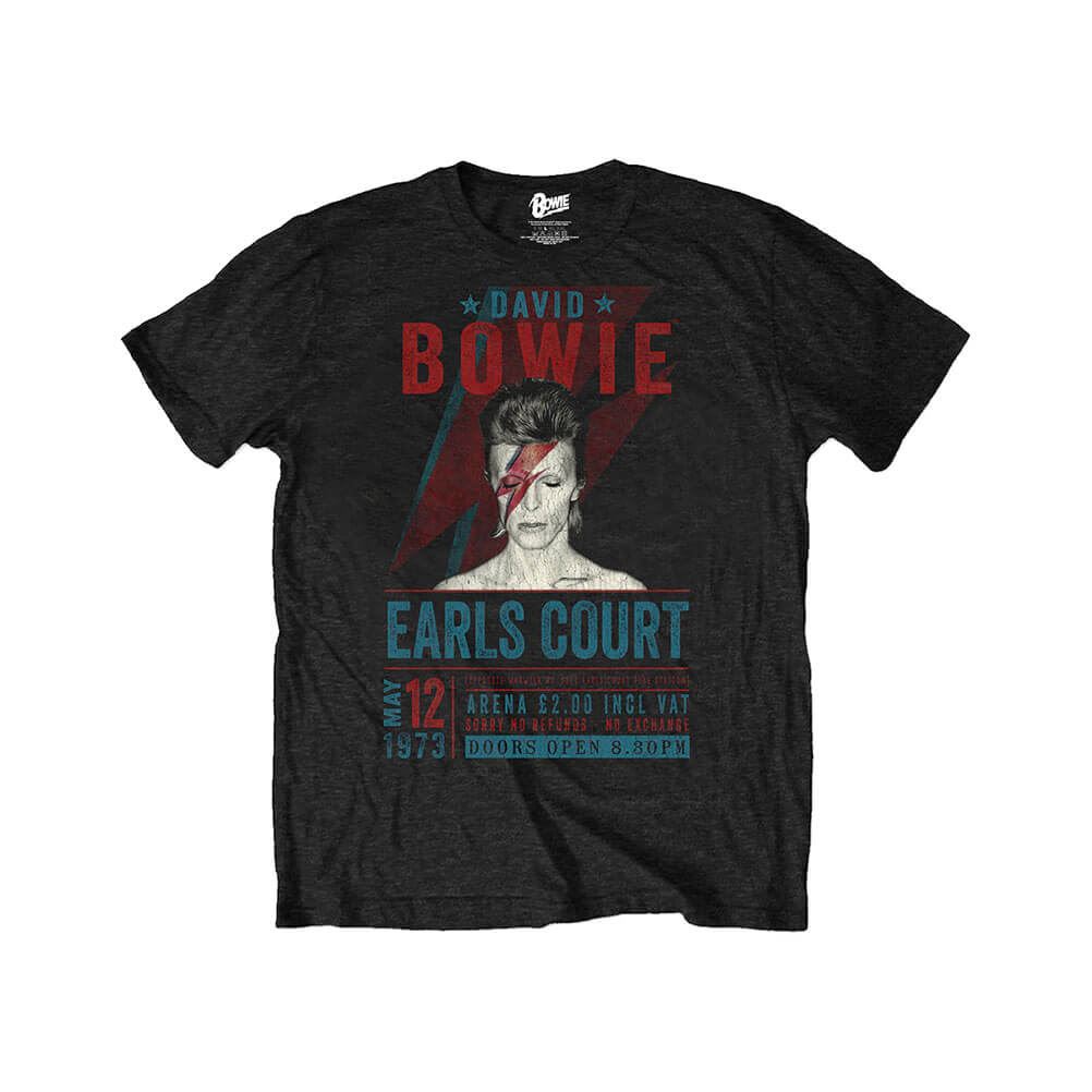 Men's David Bowie Earls Court 1973 Poster Black Eco T-Shirt.