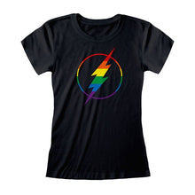Load image into Gallery viewer, Women&#39;s The Flash Distressed Logo Black Fitted T-Shirt