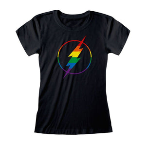 Women's The Flash Distressed Logo Black Fitted T-Shirt