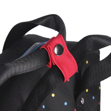 Load image into Gallery viewer, Friends Logo Polka Dot Black and Red Backpack.