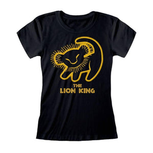 Women's Lion King Simba Silhouette Black Fitted T-Shirt.