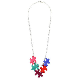 5 Piece Coloured Jigsaw Necklace.