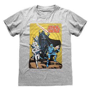 Men's Star Wars Darth Vader Retro Poster Grey T-Shirt