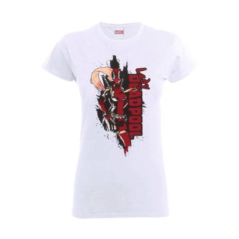 Women's Marvel Lady Deadpool White Fitted T-Shirt.