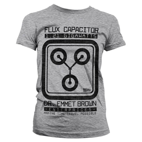 Women's Back to the Future Flux Capacitor Light Grey T-Shirt.