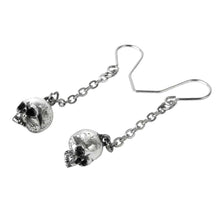 Load image into Gallery viewer, Alchemy Gothic Deadskull Pewter Drop Earrings.