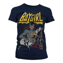 Load image into Gallery viewer, Women&#39;s Batgirl Hero or Villain Distressed Navy Fitted T-Shirt.
