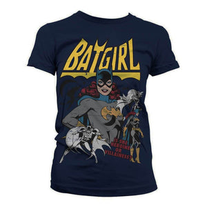 Women's Batgirl Hero or Villain Distressed Navy Fitted T-Shirt.