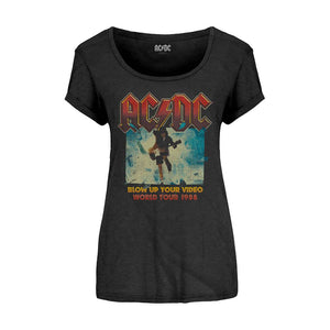 Women's AC/DC Blow Up Your Video Black Fitted T-Shirt.
