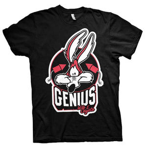 Looney Tunes Wile E. Coyote Genius Black T-Shirt.
