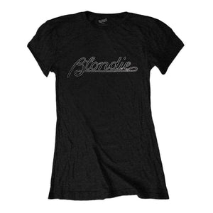 Women's Blondie Diamante Logo Black Fitted T-Shirt.